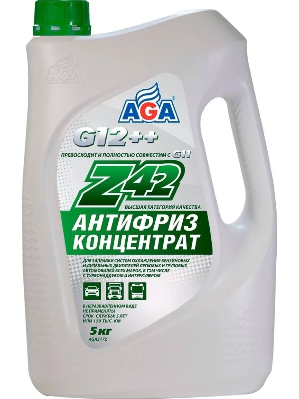 Антифриз концентрат.Z42 (-42) зеленый 5л .AGA317Z